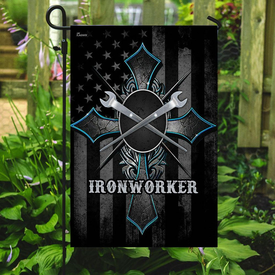 Ironworker Flag | Garden Flag | Double Sided House Flag