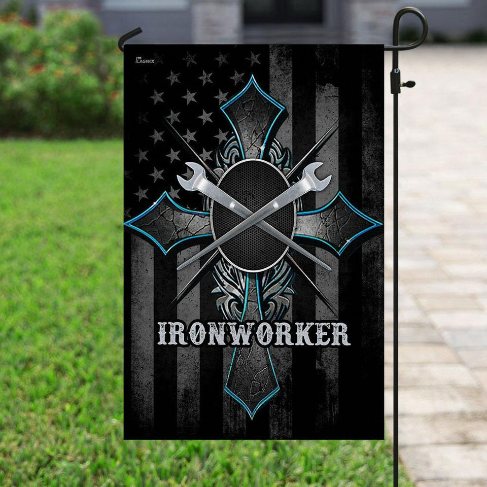 Ironworker Flag | Garden Flag | Double Sided House Flag