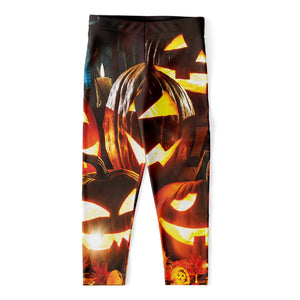 Jack-O'-Lantern Halloween Pumpkin Print Women's Capri Leggings