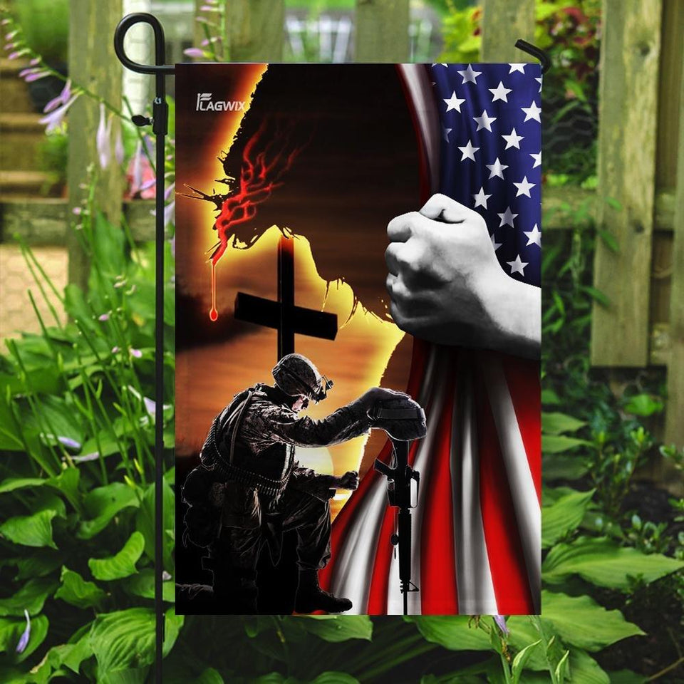 Jesus Christian Veteran American Flag | Garden Flag | Double Sided House Flag