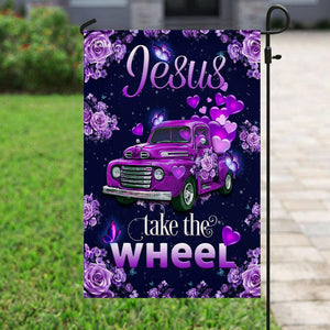 Jesus Take The Wheel Purple Truck Flag | Garden Flag | Double Sided House Flag