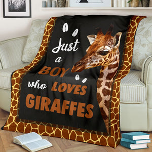 Fleece Blanket Just A Boy Who Loves Giraffes Fleece Blanket Print 3D, Unisex, Kid, Adult - Love Mine Gifts