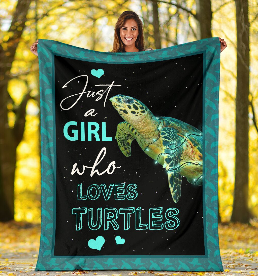 Fleece Blanket Just A Girl Who Love Turtle Fleece Blanket Print 3D, Unisex, Kid, Adult - Love Mine Gifts