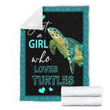 Fleece Blanket Just A Girl Who Love Turtle Fleece Blanket Print 3D, Unisex, Kid, Adult - Love Mine Gifts