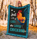Fleece Blanket Just A Girl Who Loves Chickens Fleece Blanket Print 3D, Unisex, Kid, Adult - Love Mine Gifts
