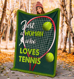 Fleece Blanket Just A Woman Who Loves Tennis Fleece Blanket Print 3D, Unisex, Kid, Adult - Love Mine Gifts