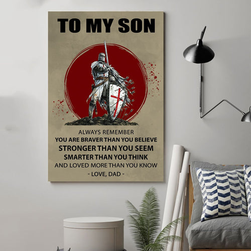 Knight templar Canvas and Poster Dad to son You are braver wall decor visual art
