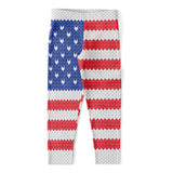 Knitted American Flag Print Women's Capri Leggings