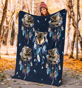 Fleece Blanket Koala Dream Catcher Personalized Custom Name Date Fleece Blanket Print 3D, Unisex, Kid, Adult - Love Mine Gifts