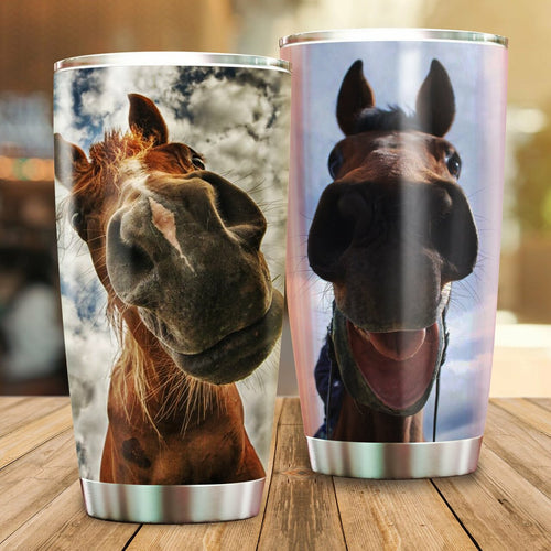Tumbler Horse Face Funny - Beautiful Horse - Personalized Stainless Steel Tumbler Customize Name, Text, Number Cup Best Gift For Horse Idea - Love Mine Gifts