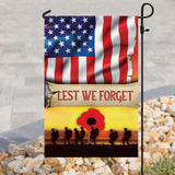 Lest We Forget Remember Memorial Day Veterans Day Flag | Garden Flag | Double Sided House Flag