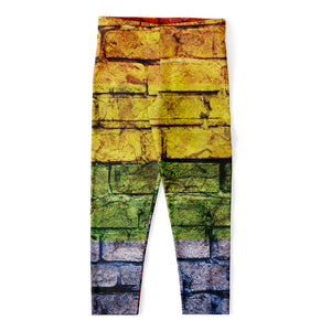 LGBT Pride Rainbow Brick Wall Print Women's Capri Leggings