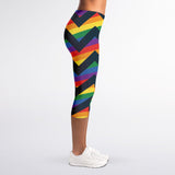 LGBT Pride Rainbow Chevron Pattern Print Women's Capri Leggings
