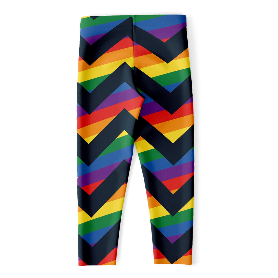 LGBT Pride Rainbow Chevron Pattern Print Women's Capri Leggings