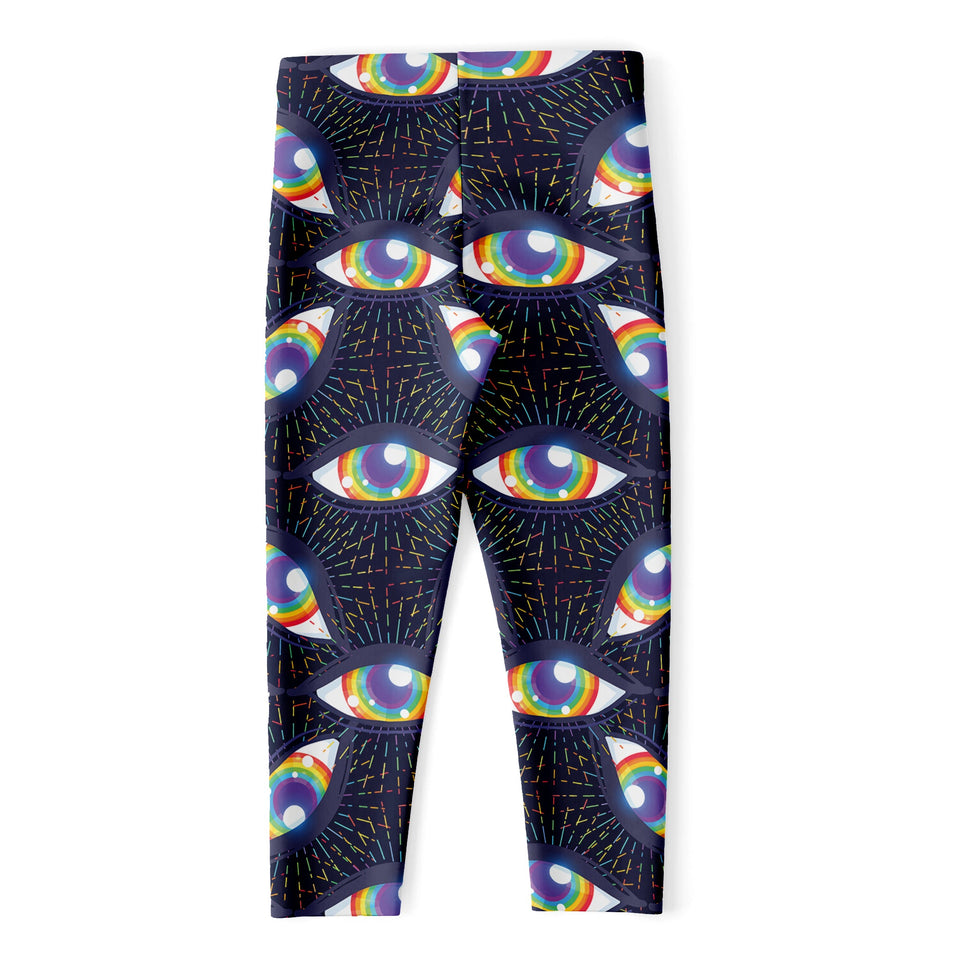 LGBT Pride Rainbow Eyes Pattern Print Women's Capri Leggings