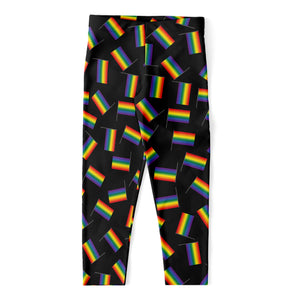 LGBT Pride Rainbow Flag Pattern Print Women's Capri Leggings