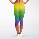 LGBT Pride Rainbow Gradient Print Women's Capri Leggings