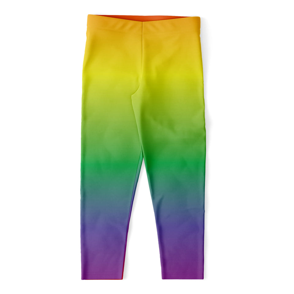 LGBT Pride Rainbow Gradient Print Women's Capri Leggings