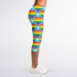 LGBT Pride Rainbow Heart Pattern Print Women's Capri Leggings