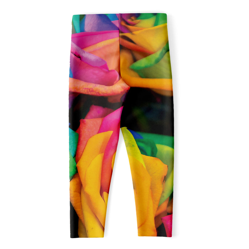 LGBT Pride Rainbow Roses Print Women's Capri Leggings