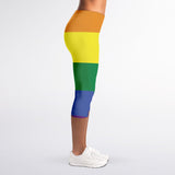LGBT Pride Rainbow Striped Print Women's Capri Leggings