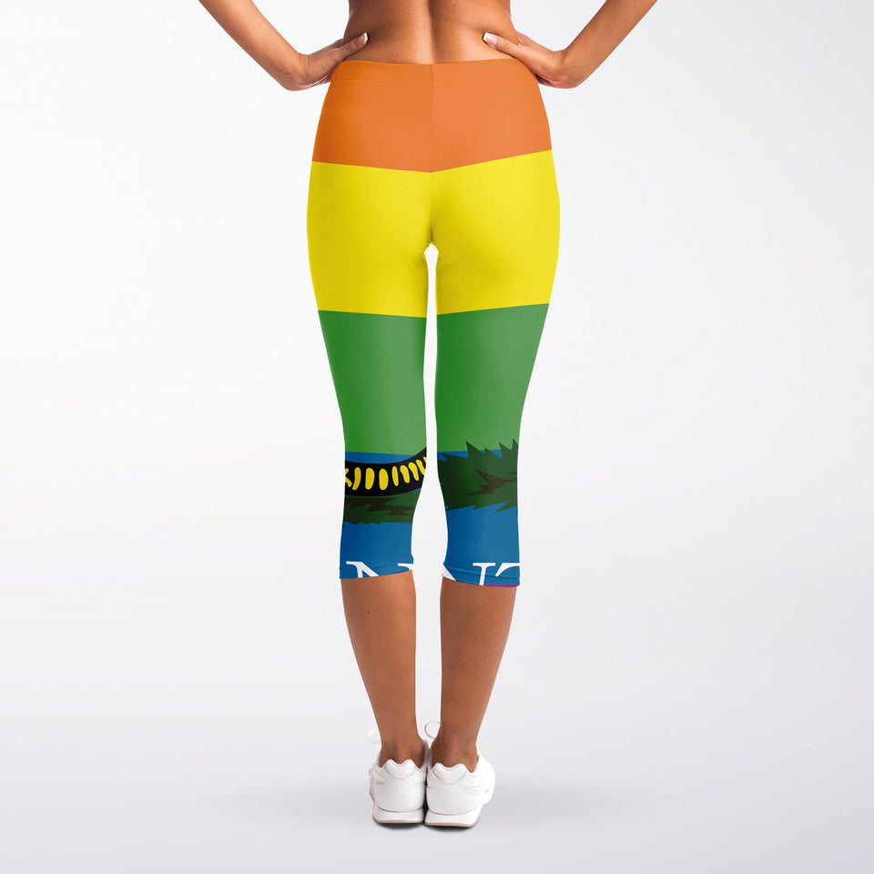 LGBT Rainbow Gadsden Flag Print Women's Capri Leggings