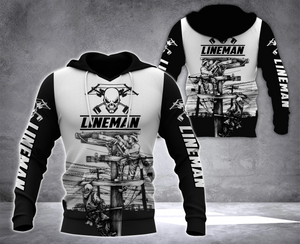 Apparel Premium Printed Black And White Lineman Shirts Mei 3D All Over Printed Custom Text Name - Love Mine Gifts