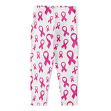 Little Breast Cancer Ribbon Print Women's Capri Leggings