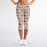 Love Dobermann Pattern Print Women's Capri Leggings