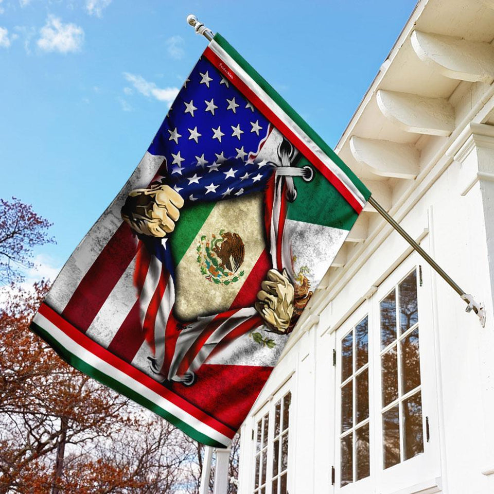 Mexican American Flag | Garden Flag | Double Sided House Flag