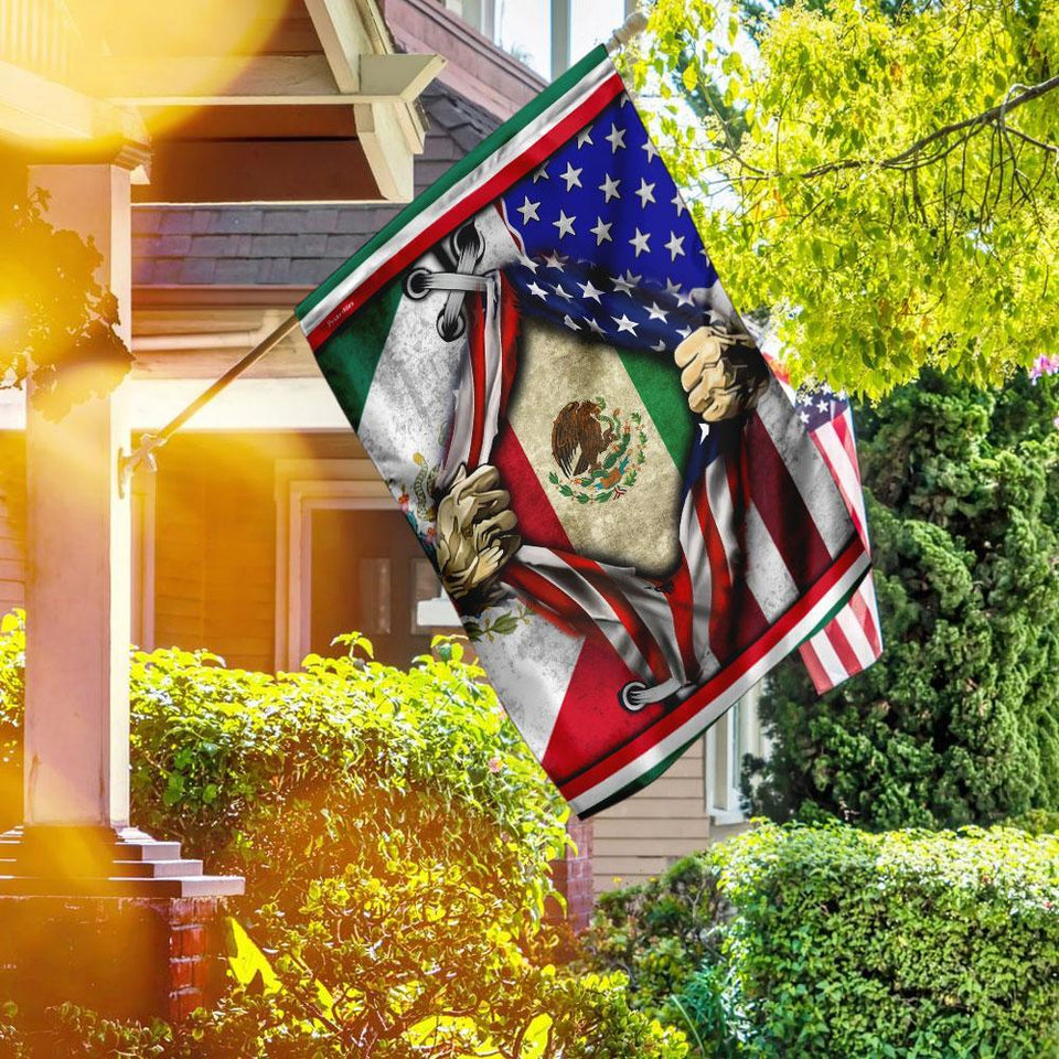 Mexican American Flag | Garden Flag | Double Sided House Flag