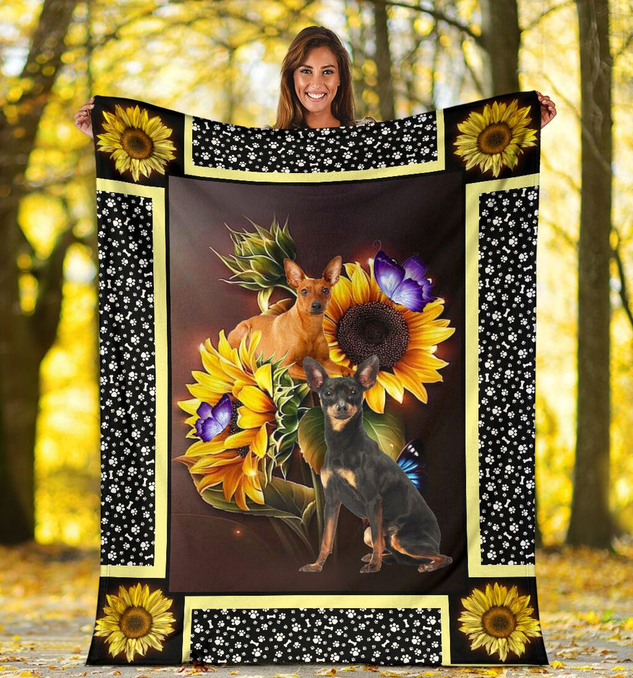 Miniature Pinscher dark sunflower blanket