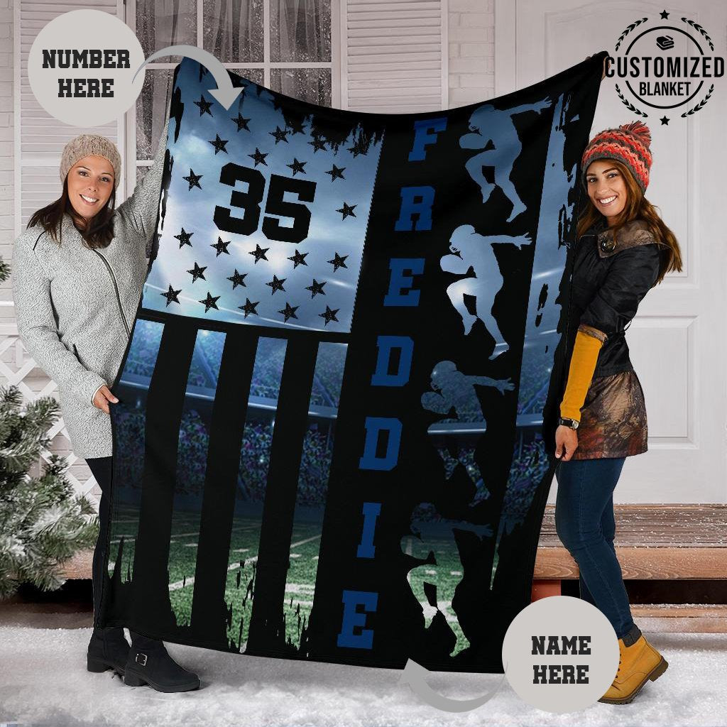 Fleece Blanket Football - Game Personalized Name Fleece Blanket Custom Text Print 3D, Unisex, Kid, Adult - Love Mine Gifts