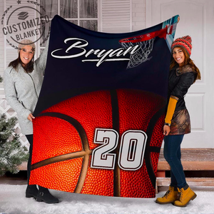 Fleece Blanket Basketball - Personalized Name Fleece Blanket Custom Text Print 3D, Unisex, Kid, Adult - Love Mine Gifts