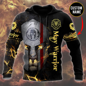 Apparel May Spartan Lion Warrior 3D All Over Printed Unisex Shirts 3D All Over Printed Custom Text Name - Love Mine Gifts