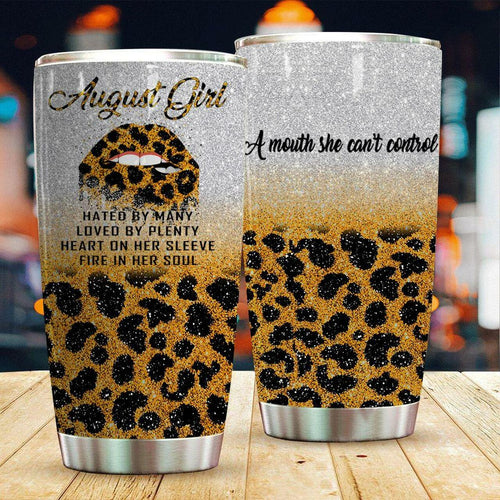 Tumbler Blingyy August Girl Personalized Stainless Steel Tumbler Customize Name, Text, Number August Girl Leopard- L0411- At21 - Love Mine Gifts