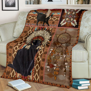 Fleece Blanket Native American Style Cat Fleece Blanket Print 3D, Unisex, Kid, Adult - Love Mine Gifts