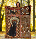 Fleece Blanket Native American Style Cat Fleece Blanket Print 3D, Unisex, Kid, Adult - Love Mine Gifts
