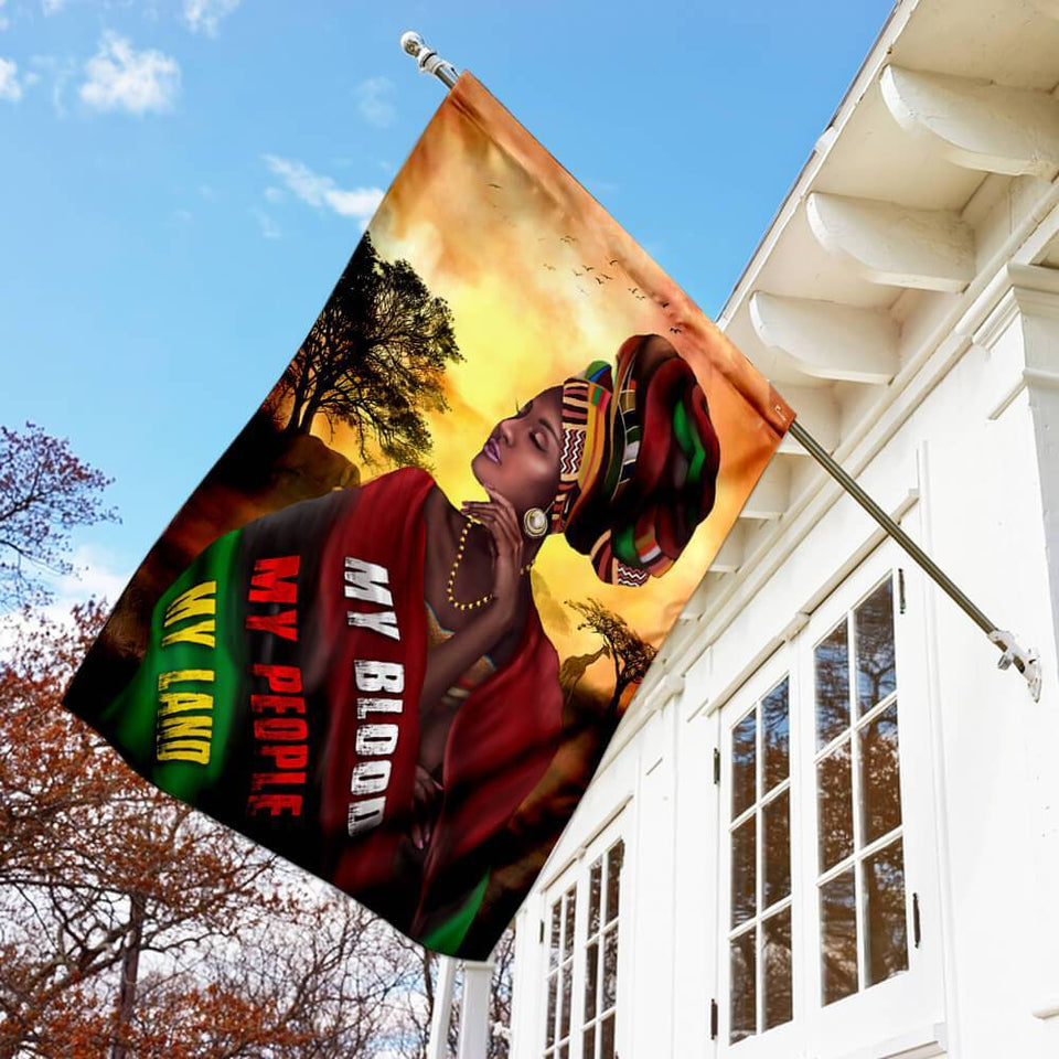 My Blood My People My Land Africa Flag | Garden Flag | Double Sided House Flag