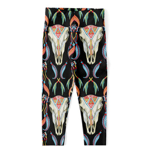 Native Buffalo Pattern Print Women's Capri Leggings