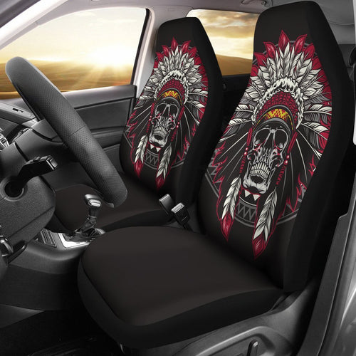 Car Seat Covers Native Indian Skull Car Seat Covers Set 2 Pc, Car Accessories Car Mats Covers - Love Mine Gifts