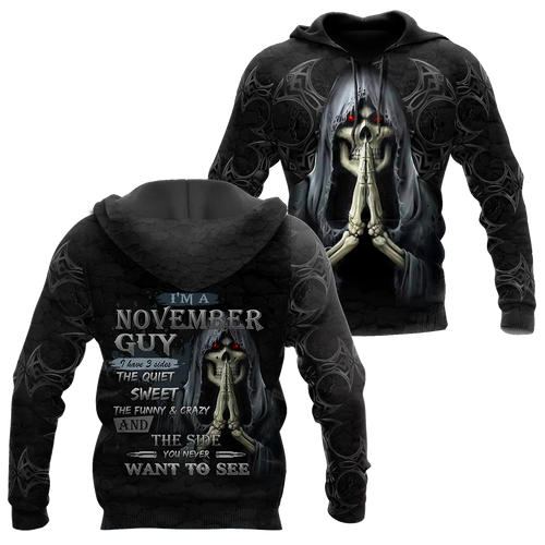 Apparel November Guy Skull Shirts Jjw 3D All Over Printed Custom Text Name - Love Mine Gifts