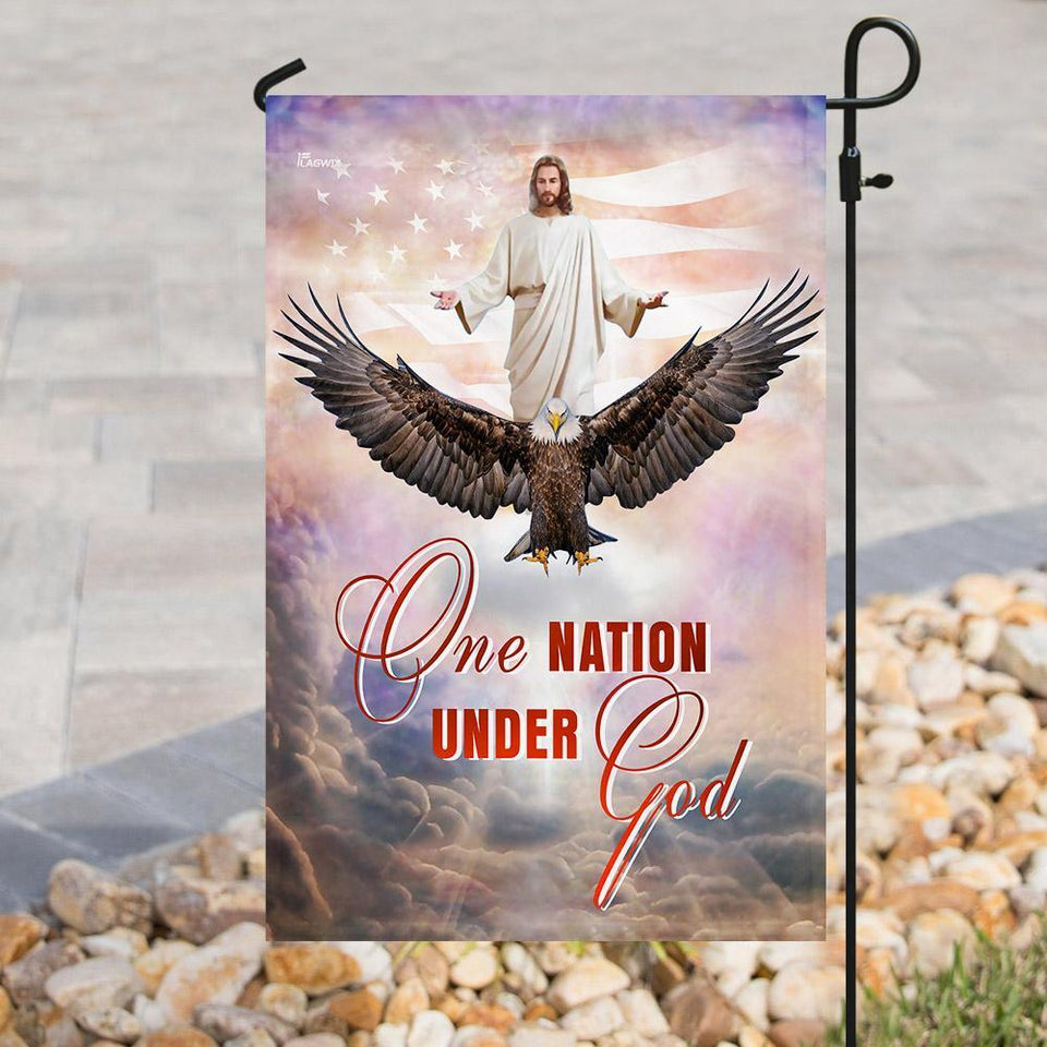 One Nation Under God Jesus Christian American Flag | Garden Flag | Double Sided House Flag