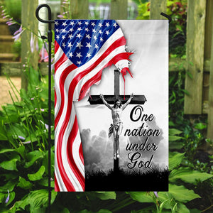 One Nation Under God. Jesus Christian Cross American Flag | Garden Flag | Double Sided House Flag
