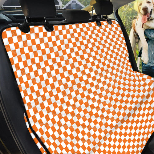 Pet Car Seat Orange And White Checkered Pattern Print Pet Car Back Seat Cover, Dog, Cat Lovers - Love Mine Gifts