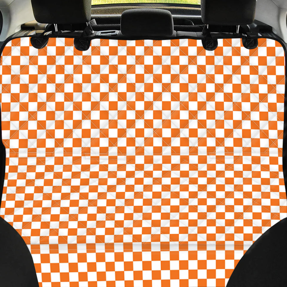 Pet Car Seat Orange And White Checkered Pattern Print Pet Car Back Seat Cover, Dog, Cat Lovers - Love Mine Gifts