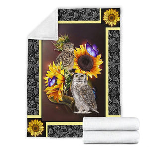 Fleece Blanket Owl Dark Sunflower Personalized Custom Name Date Fleece Blanket Print 3D, Unisex, Kid, Adult - Love Mine Gifts