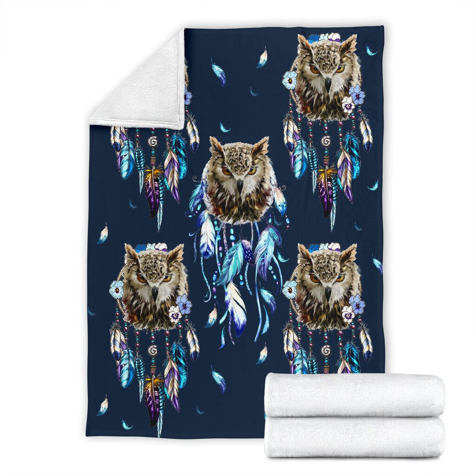 Fleece Blanket Owl Dream Catcher Personalized Custom Name Date Fleece Blanket Print 3D, Unisex, Kid, Adult - Love Mine Gifts