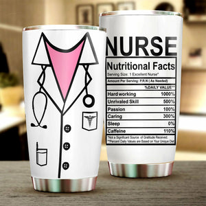 Tumbler Nurse Nutritional Facts Personalized Stainless Steel Tumbler Customize Name, Text, Number - Love Mine Gifts