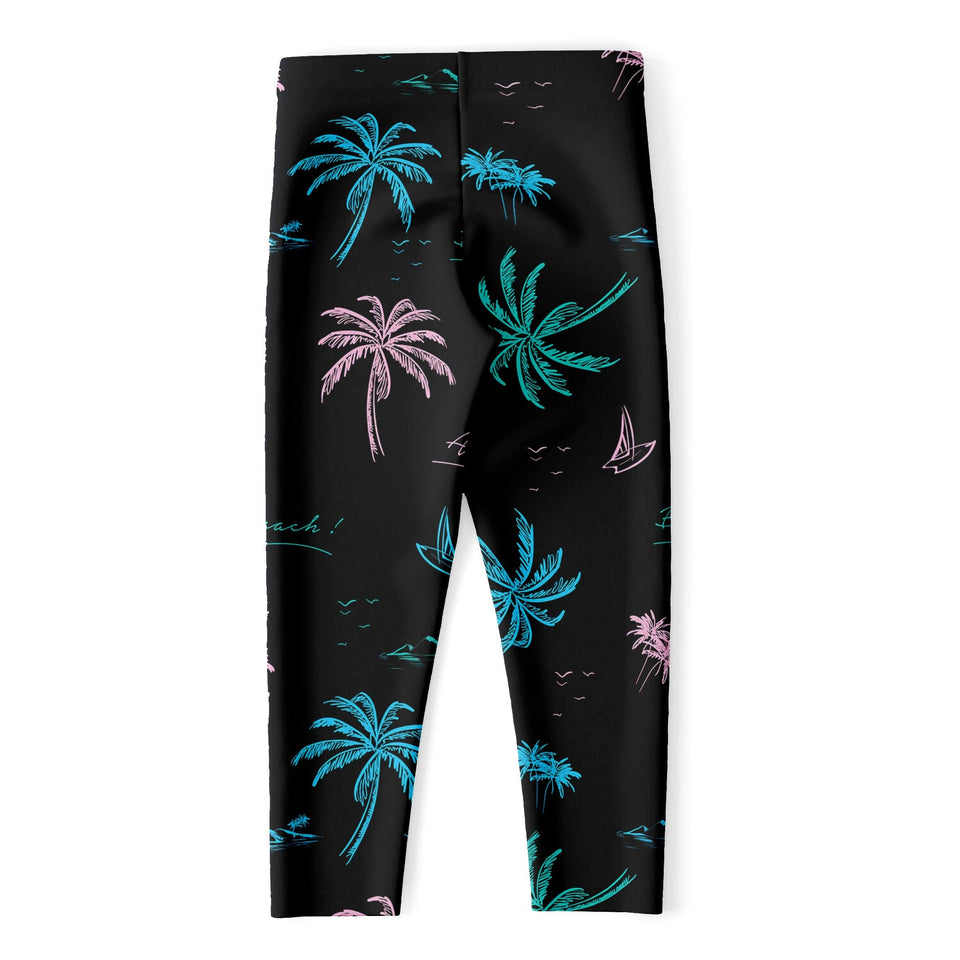 Palm Tree Summer Beach Pattern Print Women's Capri Leggings